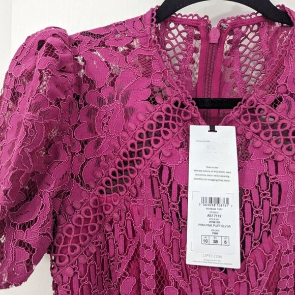 LIPSY Square Neck Puff Sleeve Midi Dress - Picture 4 of 8